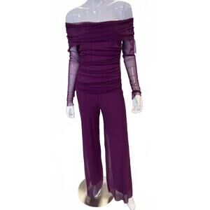 NEW ELANA KATTAN women's maxima ruched jumpsuit in plum